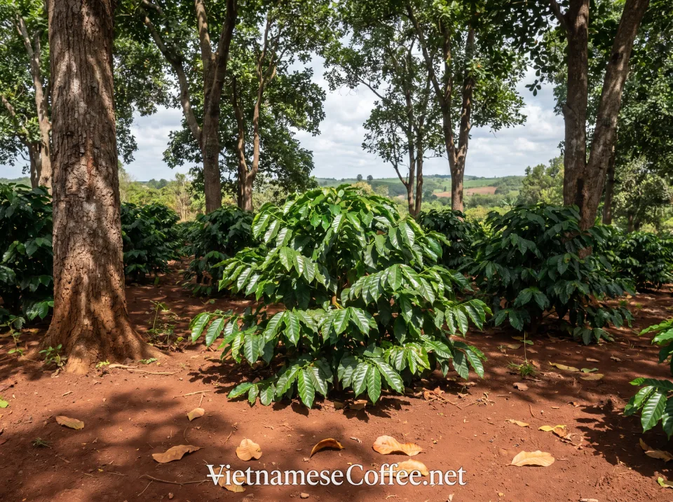 Bình Phước coffee intercropped with tall cashew trees
